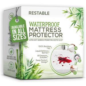 Luxury King Mattress Protector | 100% Waterproof Mattress Protector & 100% Bamboo Viscose Top | Breathable, Cooling & Machine Washable with Deep Pockets | King Size Bed Cover