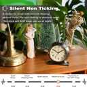 AYRELY 4-inch Battery Operated Alarm Clock Silent Analog Desk Clocks with Light Vintage Metal Table Clock for Living Room Shelf Bedside Home Decor (Gold)