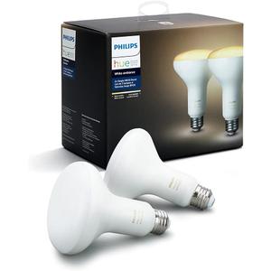 Philips Hue White Ambiance BR30 2-Pack 60W Equivalent Dimmable LED Smart Flood Light (Hue Hub Required, Works with Alexa, Homekit & more), Old Version