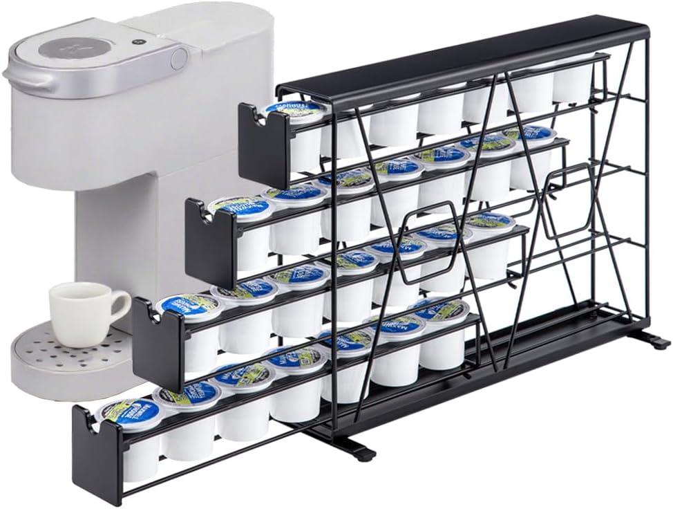 FlagShip K Cup Holder for Keurig Pods Coffee Pod Storage 4 Tier K Cup Drawer Organizer for Counter (28 Pods Capacity)