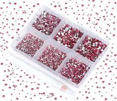7200 Pieces 6 Mixed Sizes Glue Fix on Glass Rhinestones Round Crystal Gems Flatback for DIY Jewelry Making with one Picking Pen(6-Sizes 7200PCS, Lt. Rose)
