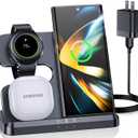 Wireless Charger for Samsung Charging Station & Android Multiple Devices 3 in 1 Fast Charger Stand for Phone Galaxy Z Flip 5/4/3 Z Fold S24 S23 Ultra S22 S21 S20, Galaxy Watch 6/5 Pro/4/3, Buds