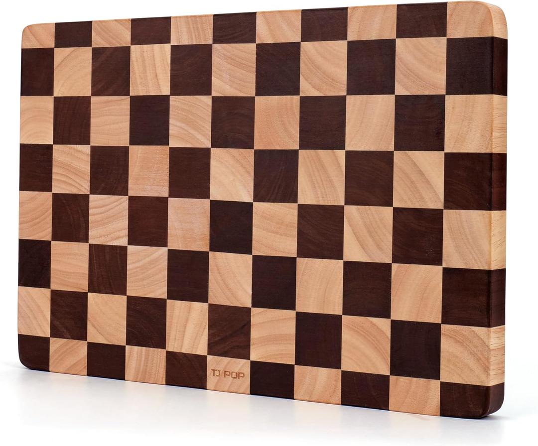 Checkered Cutting Board 15 x 10 in, Wood Checkerboard Cutting Board for Kitchen, Wooden Serving Tray Charcuterie Board for Meat, Fruit, Cheese, Bread