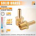 5 Pcs Brass Hose Barb Fittings, 3/8" Barb to 1/2" NPT Air Hose Repair Kit, 3/8" to 1/2" NPT Male Thread Adapter, Barbed Air Hose Repair Connector Fitting with 5 Pcs Hose Clamp
