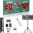 Outdoor Baseball/Softball Scoreboard with Stand, Wireless Portable Baseball Scoreboard, Digital Scoreboard with Remote, Electronic Scoreboard for Games, Score Keeper Ball Strike Out Inning