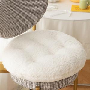 IXITON Thickened Plush seat Cushion,Lamb Fleece pad Warm Pillow Chair Stool heightened for Yoga Office Home Cafe Chair Meditation (Round White, 17 * 17 inch(45 * 45cm))