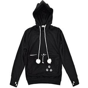 Bocianelli Pet Cat Dog Pouch Hoodies Pullover Sweater Pocket Hoodie Cat Dog Holder Carrier Sweatshirt (Medium, Black)