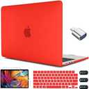 CISSOOK Compatible with MacBook Air 13.6 Inch 2024 2025 Case Red, Plastic Hard Shell Case with USB Adapter and Keyboard Cover for MacBook Air 13.6 M2 M3 M4 A2681 A3113 A3240 Model, Matte Red