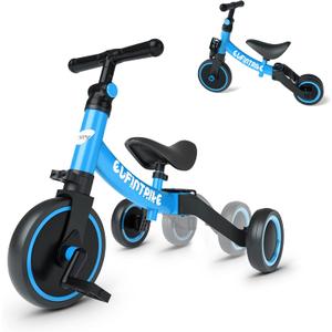 besrey 5 in 1 Toddler Bike for 1 Year to 4 Years Old Kids, Toddler Tricycle Kids Trikes Tricycle, Toys for Boy & Girl, Balance Training, Removable Pedals (Blue)