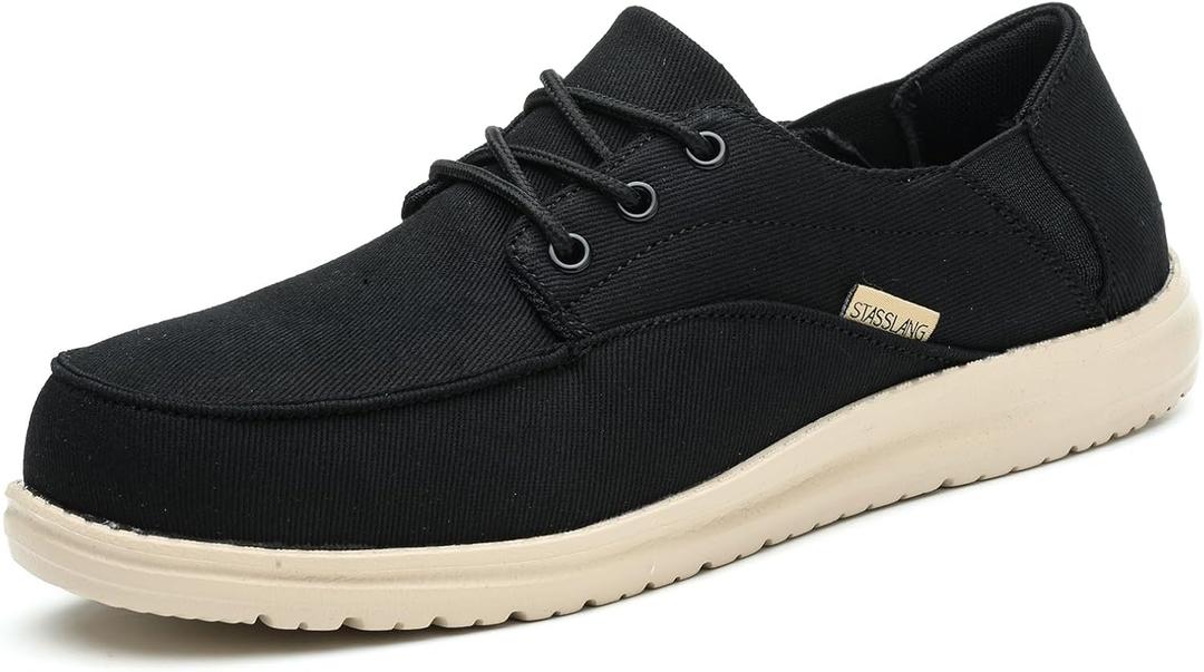 Steel Toe Loafers Shoes for Men Lightweight Casual Work Safety Industrial Construction Sneakers Slip On Indestructible Work Shoes (6.5, Black)