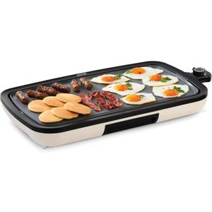 DASH Everyday Ceramic Electric Griddle for Pancakes, Burgers, Quesadillas, Eggs & other on the go Breakfast, Lunch & Snacks with Drip Tray + Included Recipe Book, 20in, 1500-Watt - Cream
