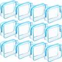 Weewooday 12 Pieces Clear Makeup Bags Cosmetic Storage Bags PVC Zipper Pouches Travel Waterproof Makeup Plastic Case for Women Organizing Toiletries Traveling Bathroom(Large,Blue)