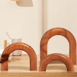 Defined Deco Wood Arch Bookshelf Decor Set of 3,Aesthetic Shelf Decor,Coffee Table Decor Items,Modern Home Decor,Bookshelf Neutral Decor,Mantel Decorations,Decorative Objects for Living Room Entryway (Brown)