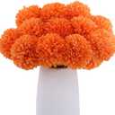 Rowfad 12 Pcs Artificial Chrysanthemums Fall Flowers Silk Orange Marigolds Flowers Fake Mums Flower for Autumn Dia de Los Muertos Diwali Day of The Dead Home Decor (12, Orange)