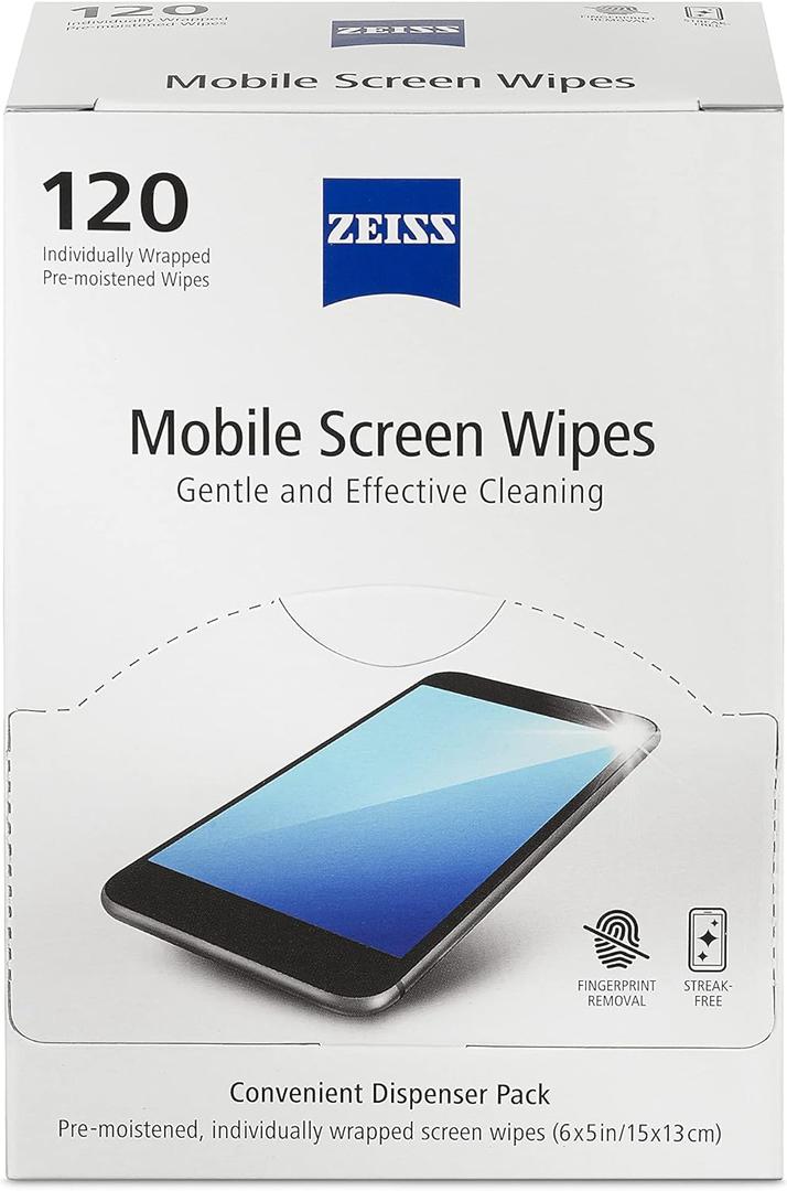 ZEISS Pre-Moistened Wipes, Screen Cleaner, 120 Count