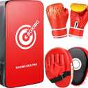 3-in-1 Boxing Gloves Punching Mitts Kick Pack Set for Kids, Curved Boxing Mitts Focus Pads, Adjustable Taekwondo Kick Pad, Gloves for Kicking Karate Kickboxing Muay Thai MMA Training