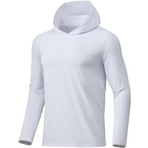 BANTREK Men Athletic Hoodies Long Sleeve Fishing Shirts UPF 50+ Sun Protection Dry Fit Wicking Hooded Running Shirts XXL