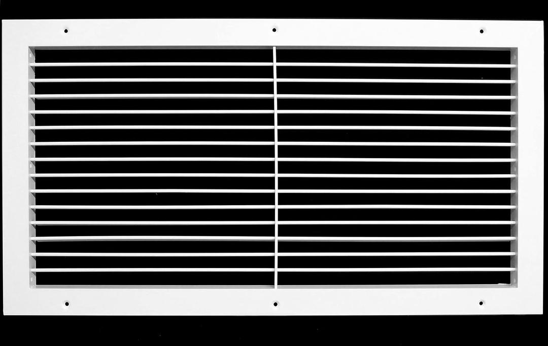 24"w X 12"h Aluminum Adjustable Return/Supply HVAC Air Grille - Full Control Horizontal Airflow Direction - Single Deflection [Outer Dimensions: 25.85"w X 13.85"h]