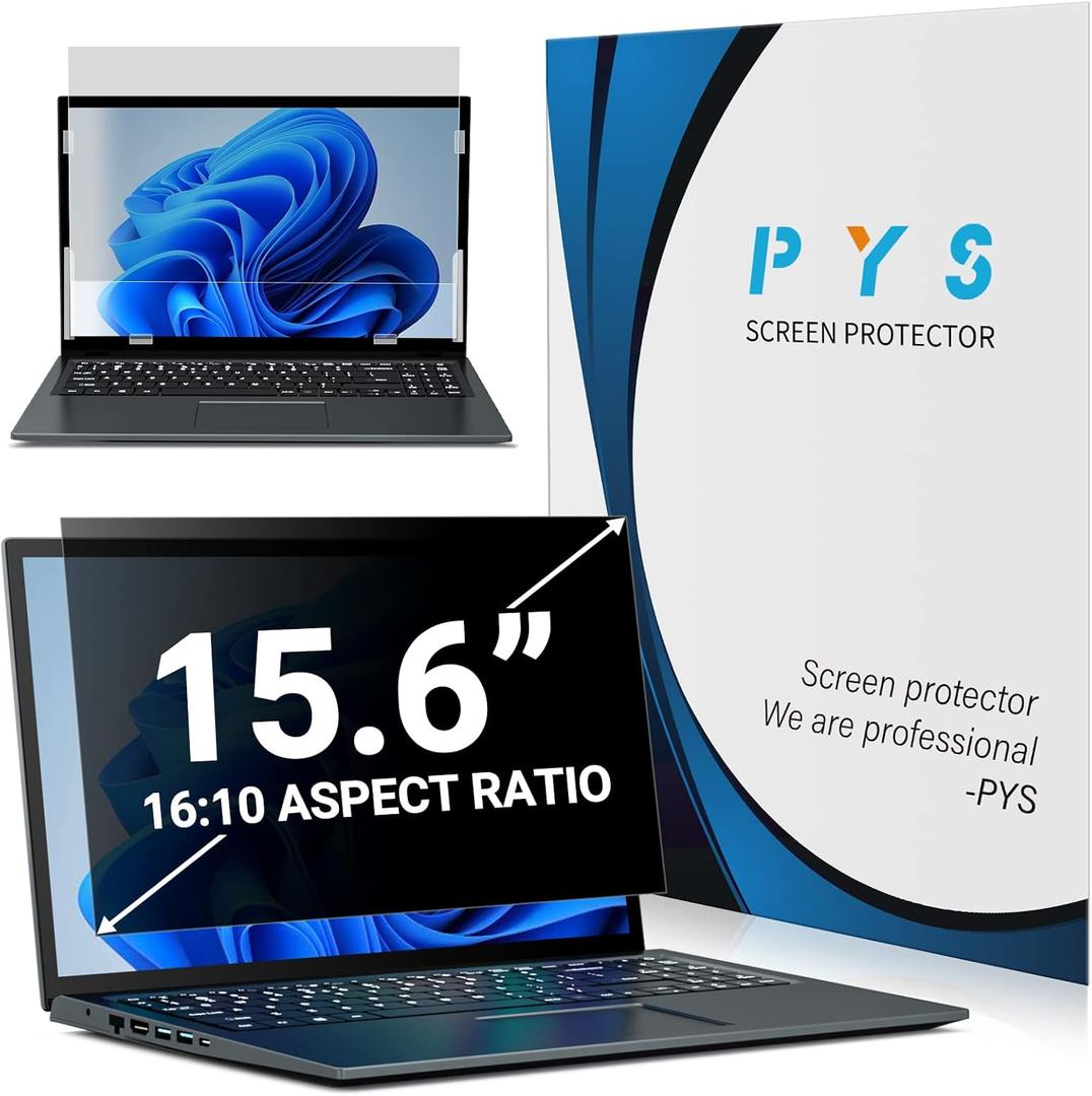 PYS Laptop Privacy Screen 15.6 Inch for Dell HP Lenovo ASUS Acer Msi Samsung - Removable 16:10 Aspect Privacy Protector Screen Filters - Anti Glare & Blue Light Screen Privacy Shield