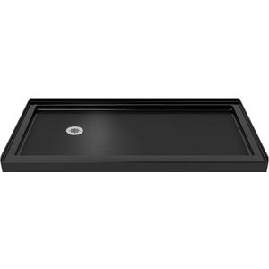 DreamLine SlimLine 32 in. D x 60 in. W x 2 3/4 in. H Left Drain Single Threshold Shower Base in Black, DLT-1132601-88