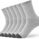 Marc&Kily Mens Athletic Socks 6-Pair Cotton Thick Cushion Moisture Wicking Mid Crew Running Socks For Men (Gray, M)