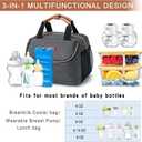 Breastmilk Cooler Bag with Ice Pack Fits 6 Baby Bottles up to 9 Ounce, Wearable Breast Pumps Cooler Bag for Nursing Mom Daycare, Work, Travel- Dark Grey