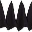 DII Basic Terry Collection Windowpane Dishtowel Set, 16x26, Black Solid, 4 Piece