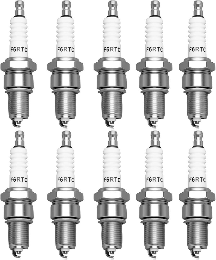 F6RTC Spark Plug 10 Pack, Spark Plugs for Champion RN9YC RN10YC for NGK BPR6ES Spark Plug for Bosch WR6DC WR7DC Spark Plugs for MTD 951-10292 751-10292 Engine Snow Blowers Lawn Mower Generator