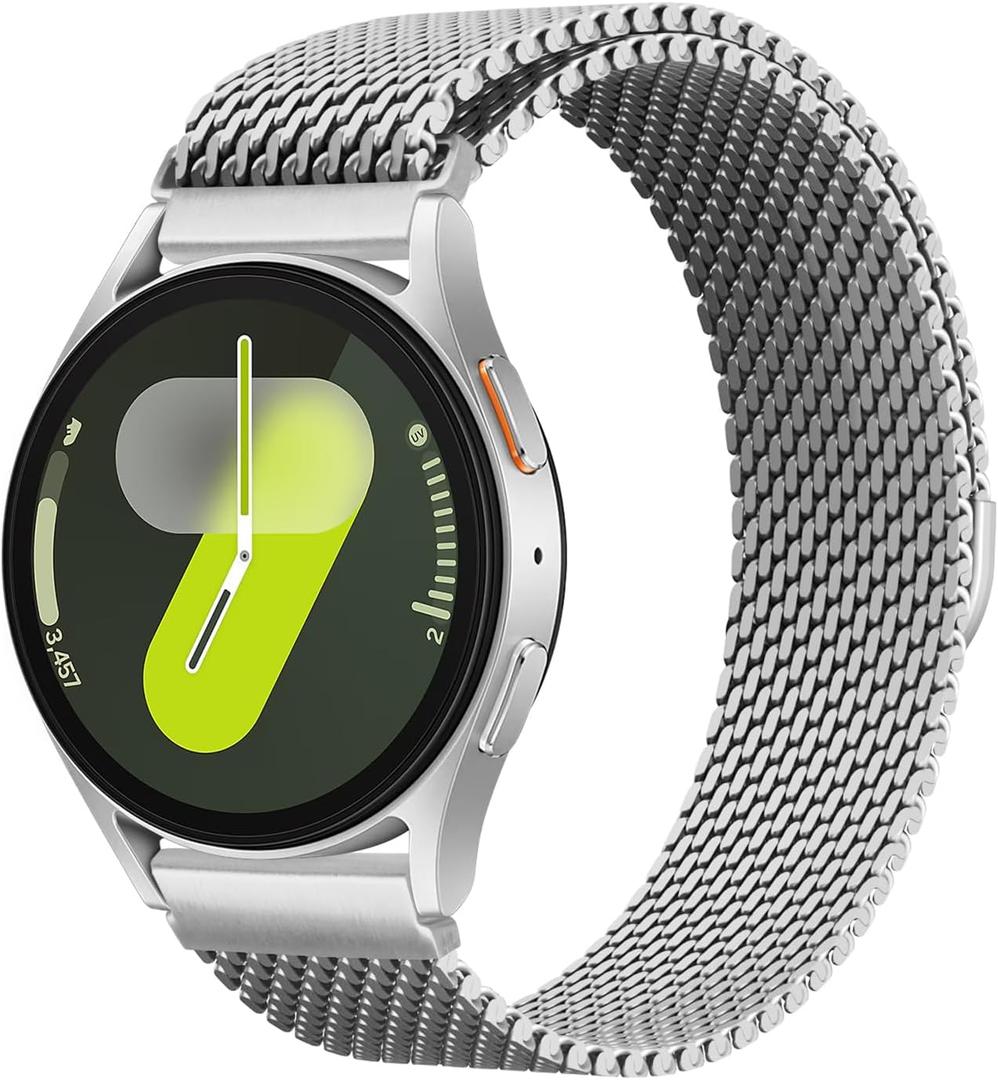 Milanese Metal Bands for Samsung Galaxy Watch 7 6 5 4 Band 40mm 44mm/Watch 6 4 Classic Bands 46mm 42mm 47mm 43mm/5 Pro/3 41mm/FE/Active 2 Men/Women,20mm Stainless Steel Mesh Loop Magnetic Strap Correa