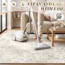 8x10 Area Rugs for Living Room, Washable Vintage Boho Neutral Medallion Rug Non Slip Low Pile Floor Carpet for Bedroom Dining Room Home Office (Beige, 8'x10')
