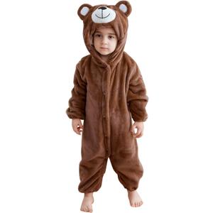 MICHLEY Unisex Baby Halloween Romper Dress up Flannel Soft Animal Cosplay Costume Outfit For Girls Boys 0-4T (30-36 Months, Deep Brown Bear)