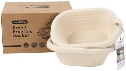 2 x 8 inch Pulp Oval Sourdough Banneton Bread Proofing Basket Baking Supply with Linen Liners for Professional and Homemade Artisan Bread