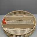 Rattan Wall Shelf 3 Tier Boho Wall Mounted Shelf Farmhouse Handcraft Round Floating Shelf Display Rack Storage Circular Hanging Shelf for Livingroom Home Decor