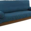 Blazing Needles Solid Twill 8" to 9" Futon Cover Set with 2 Bolster Pillows (Set of 3), Full, Indigo