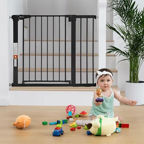 30" Tall Baby Gate for Stairs Doorways, Fits 29.5" to 40.5" Openings
Auto Close Extra Wide Dog Gate for House, Pressure Mounted Easy Walk Through Pet Gate with Door, Black
