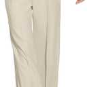 FUNYYZO Wide Leg Pants Women's High Elastic Waisted in The Back Business Work Trousers Long Straight Suit Pants, Off White Medium Short