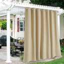 RYB HOME Patio Curtains Outdoor Canvas Curtain, Summer Heat UV Shade Blind for Gazebo Outdoor Dining Area Pavilion Decor, 100 inch Width x 108 inch Length, 1 Panel, Biscotti Beige