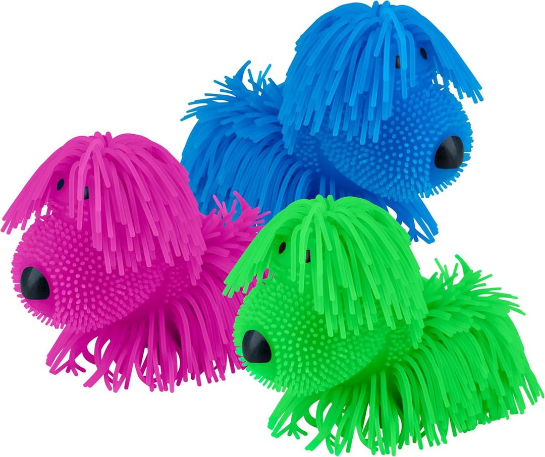ORB Curiosities Wiggly Dog Mega 3 Pack - Wiggle, Jiggle, Squish and Squeeze These Adorable Floppy Dogs for Stress Relief - Fun Sensory and Fidget Collectible Novelty Squishy Toys for Kids