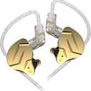KZ ZSN Pro X Gaming Earbuds, HIFI in ear Headphones High Fidelity in ear Monitor with Hybrid Dual Driver, 1ba 1dd iem Earphone with Detachable Tangle-Free Cable for Computer Tablet (Gold, without mic)
