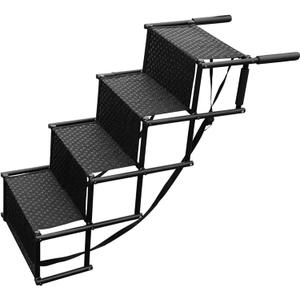 Dog Ramp, Pet Steps, Foldable Dog Car Ramp for Large Dogs, Aluminum Dog Stairs with Non-Slip Surface for High Beds, Trucks and Suvs, 4 Steps