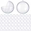 Macarrie 60 Pcs 3.15 Inch / 80 mm Christmas Ornaments Balls Clear Plastic Fillable Ornaments for Crafts DIY Hanging Transparent Ball for Christmas Tree Home Decorations Xmas Party Supplies