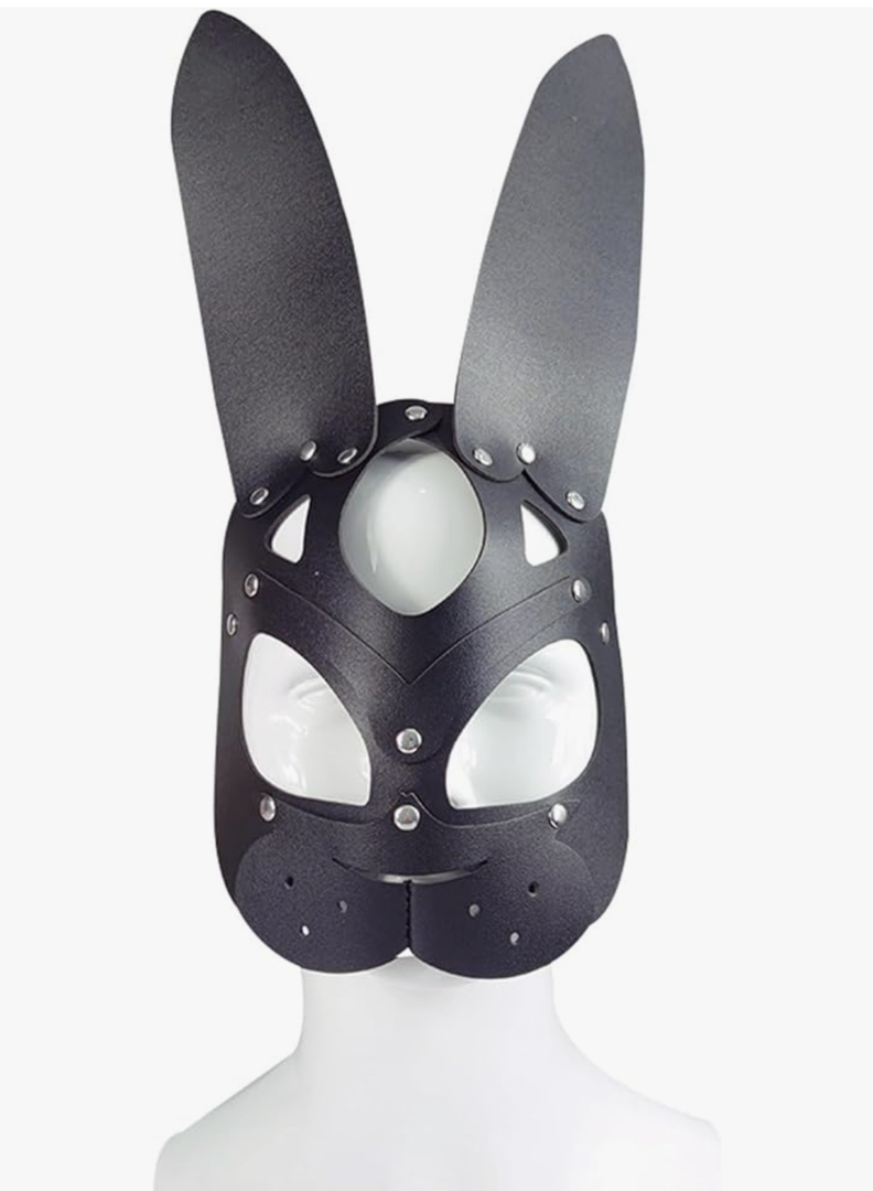 Women Sexy Bunny Mask,Sexy Role Play Rabbit Costume,Halloween Bunny Mask,Leather Animal Masquerade Rabbit Masks for Night Club Cocktail