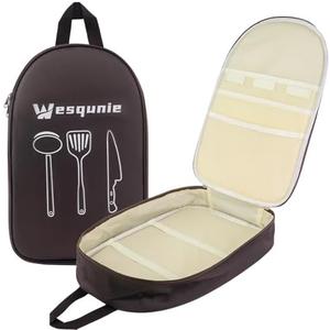 Wesqunie Camp Kitchen Organizer, Multi-Pocket Camping Cooking Utensils Bag, Waterproof Portable Storage for BBQ Outdoor Cooking Essentials
