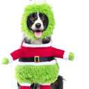 NACOCO Dog Christmas Furry Costume - Xmas Halloween Dog Cosplay Clothes with Cape Hat Monster Funny Cat Uniform Santa Outfits Party Favors Apparel Warm Winter (Green, L) (Large (Pack of 1)