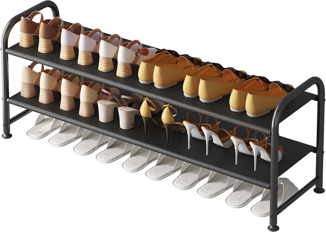 Shoe Rack 2 Tier Long Storage Organizer Wide Metal Shoe Shelf for Closet Entryway Black Shoe Rack 2 Tier Long Storage Organizer Wide Metal Shoe Shelf for Closet Entryway Black