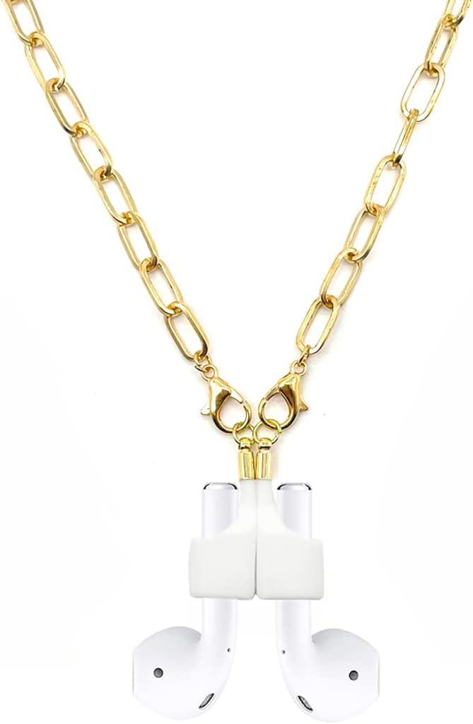 Magnetic Anti-Lost Straps AirPods Necklace Lanyard String Cord for Neck - Accessories Compatible with Airpods Pro/2/1 (Gold Cuban)