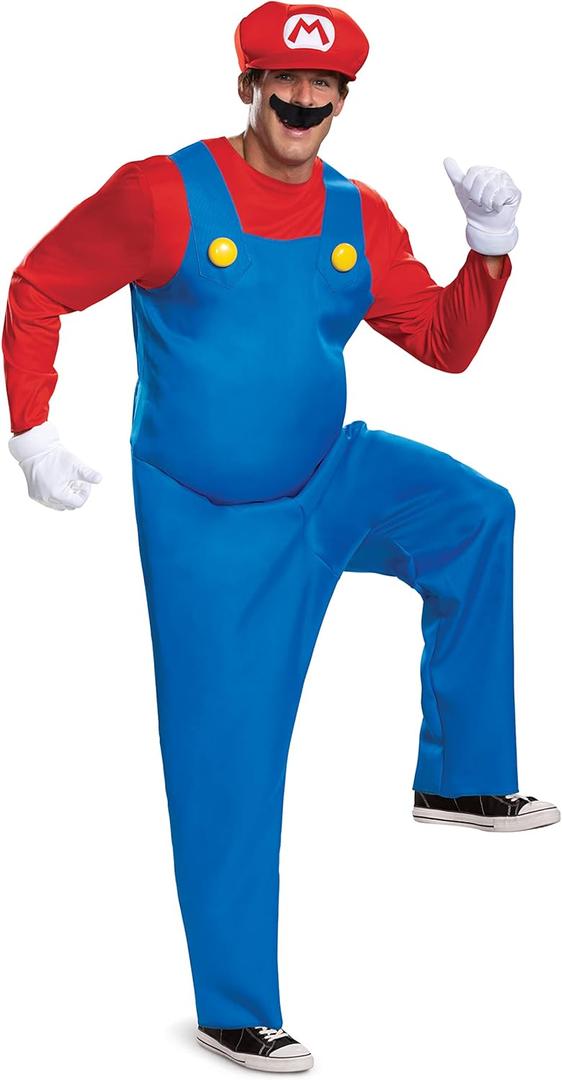 Disguise Mens Mario Costume, Official Super And Hat Adult Sized, Mario,  (XX-Large (50-52)