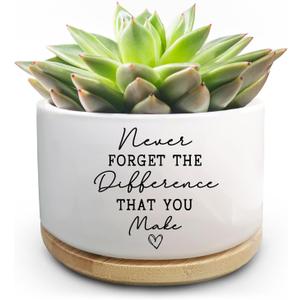 Coworker Thank You Gifts, Funny Succulent Plant Pot, Flower Cactus Planter Gifts, Farewell Going Away Appreciation Inspirational Gifts for Women Men Boss Lady Manager Coworkers (No Plants) (Pots-never Forget the Difference)