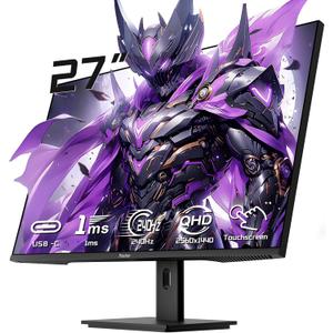 27 Inch Touch Screen Monitor 2K 240Hz QHD 2560x1440 IPS Computer Monitor, HDMI & Type C & USB & DisplayPorts, 10-Point Multi Touch PC Display for Business & Gaming, Frameless, 240Hz, VESA