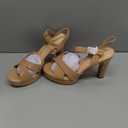 Platform High Heels for Women Strappy Chunky Heels Sandals for Women Open Toe Block Heeled Sandals with Ankle Strap Summer Dress Shoes (Beige)